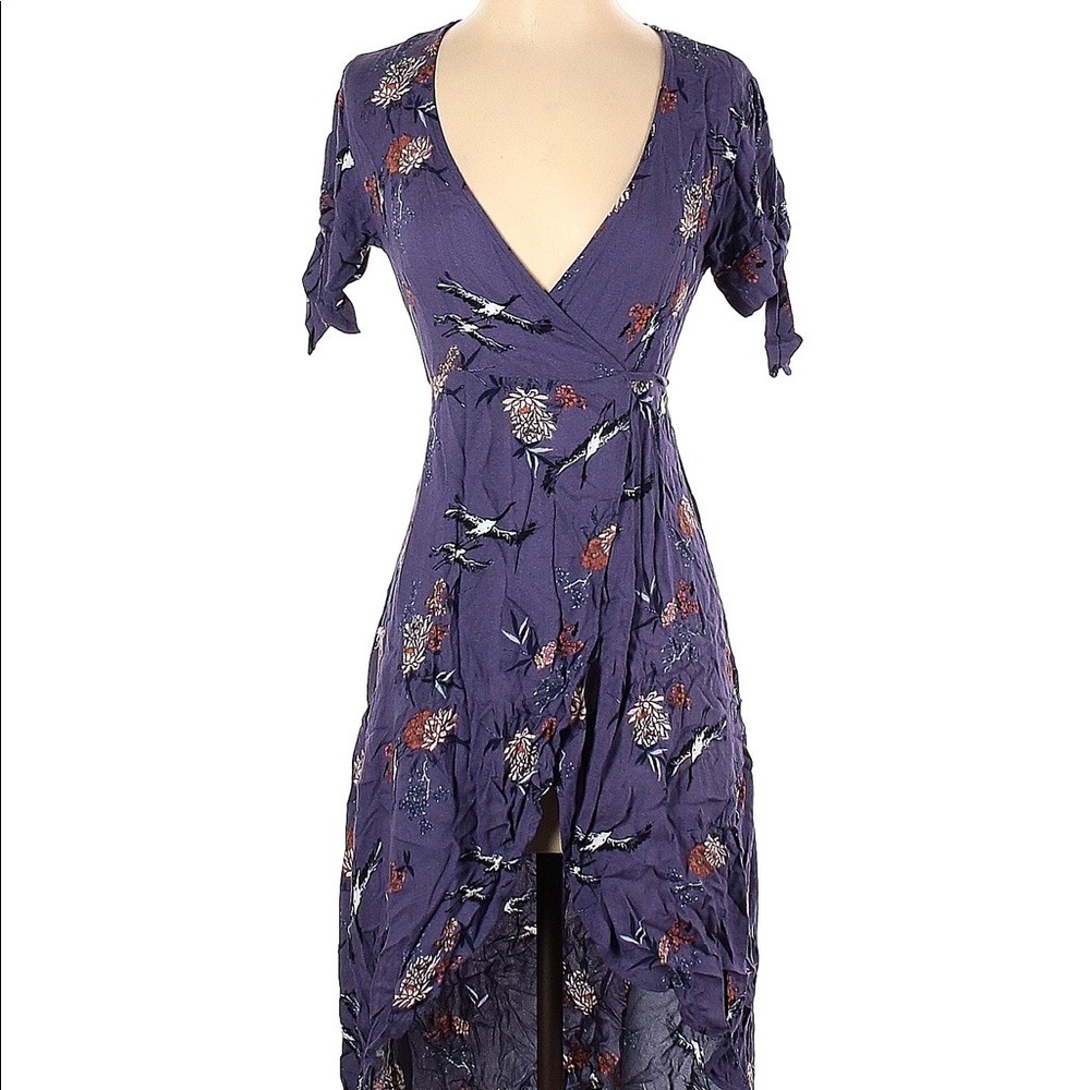 Blue Rain High-Low Wrap Dress